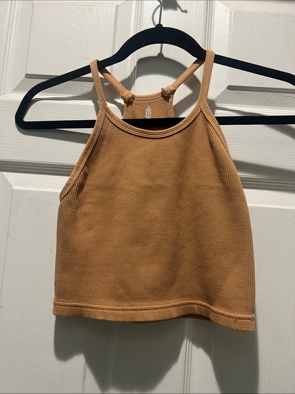 Free People Cropped Ribbed Tank Top - Caramel
